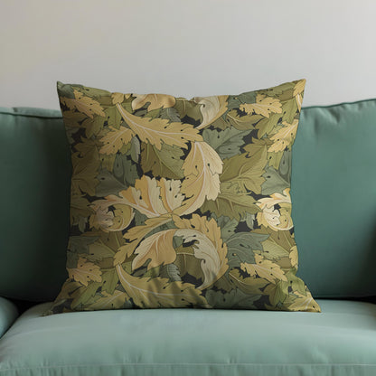 Mustard Leaf  Cushion Cover, Autumn Botanical Scroll Pillow Cover