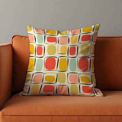 Retro Square Cushion Cover, Mid Century Pillow Case