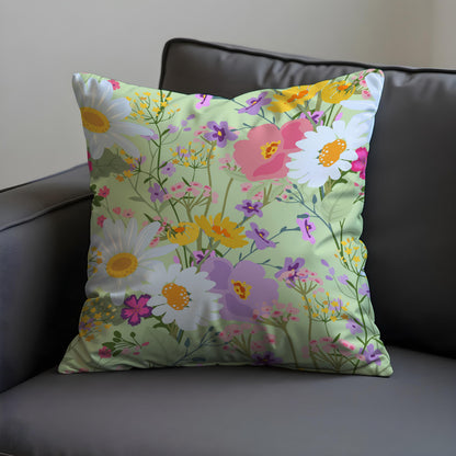 Pastel Floral Cushion Cover, Meadow Flower Pillow Case