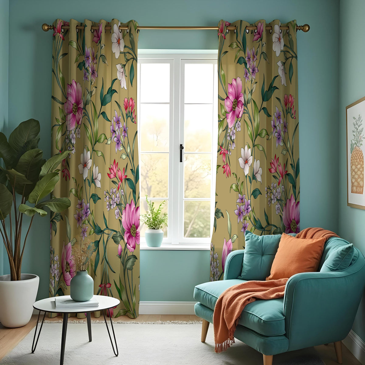 Pink & Purple Floral Curtains, Made to Measure Garden Drapes