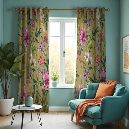 Pink & Purple Floral Curtains, Made to Measure Garden Drapes