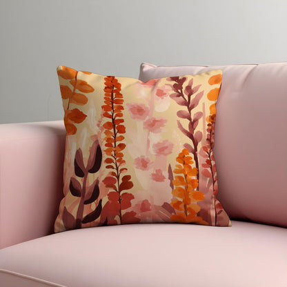 Autumn Floral Pillow Cover, Watercolor Botanical Cushion Case