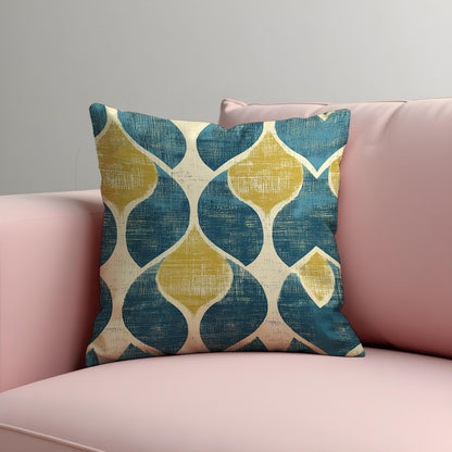 Teal & Mustard Retro Cushion Cover, Mid Century Modern Pillowcase
