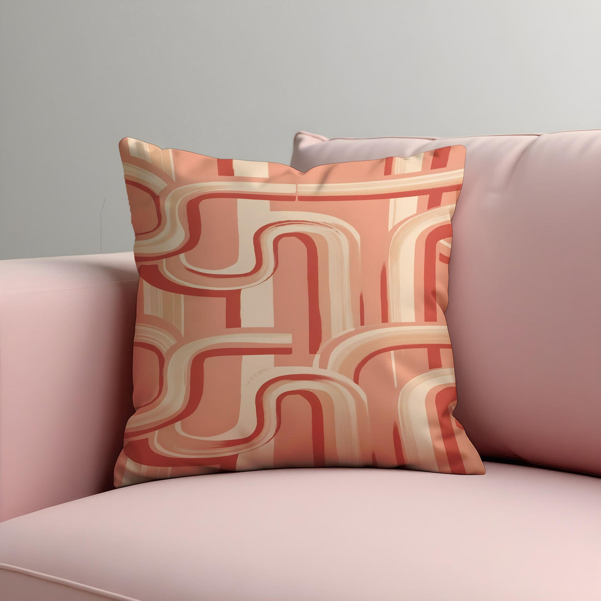 Retro Pink Cushion Cover, 70s Stripe Throw Pillow Case