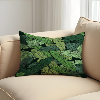 Tropical Banana Leaf Cushion Cover, Bold Green Jungle Pillow Cover