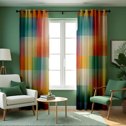 Colorful Rainbow Ombre Curtains, Gradient Window Drapes