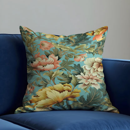 Botanical Chrysanthemum Cushion Cover, Yellow & Peach Floral Pillow Case
