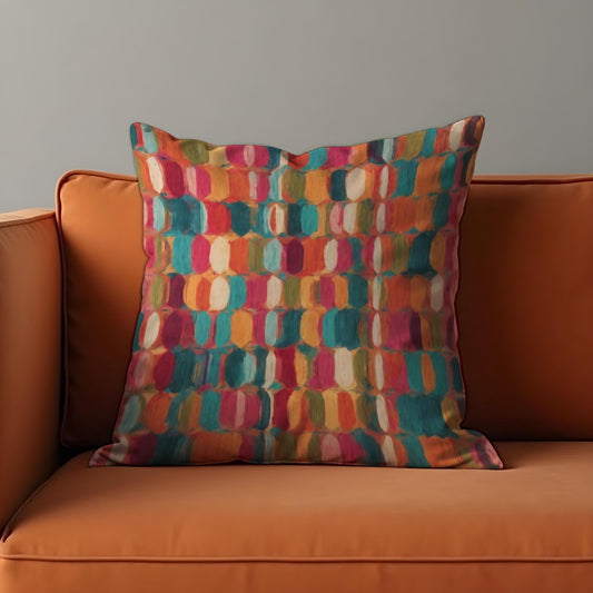 Colorful Abstract Dot Cushion Cover, Teal & Coral Pillow Cover