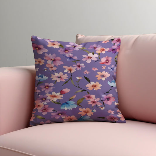 Purple Floral Cushion Cover, Lavender Blossom Throw Pillow Case
