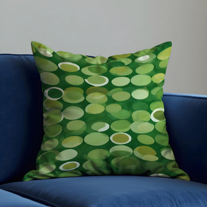 Green Polka Dot Cushion Cover, Playful Abstract Circle Pillow Case