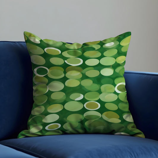 Green Polka Dot Cushion Cover, Playful Abstract Circle Pillow Case