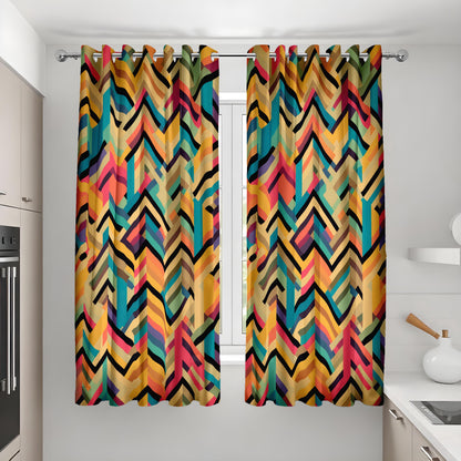 Colorful Chevron Zigzag Curtains, Bold Geometric Drapes