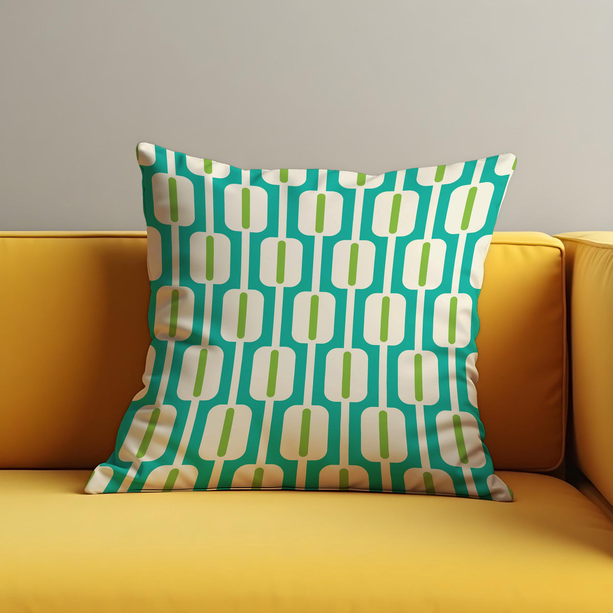 Teal Mid Century Cushion Cover, Retro Pillow Case