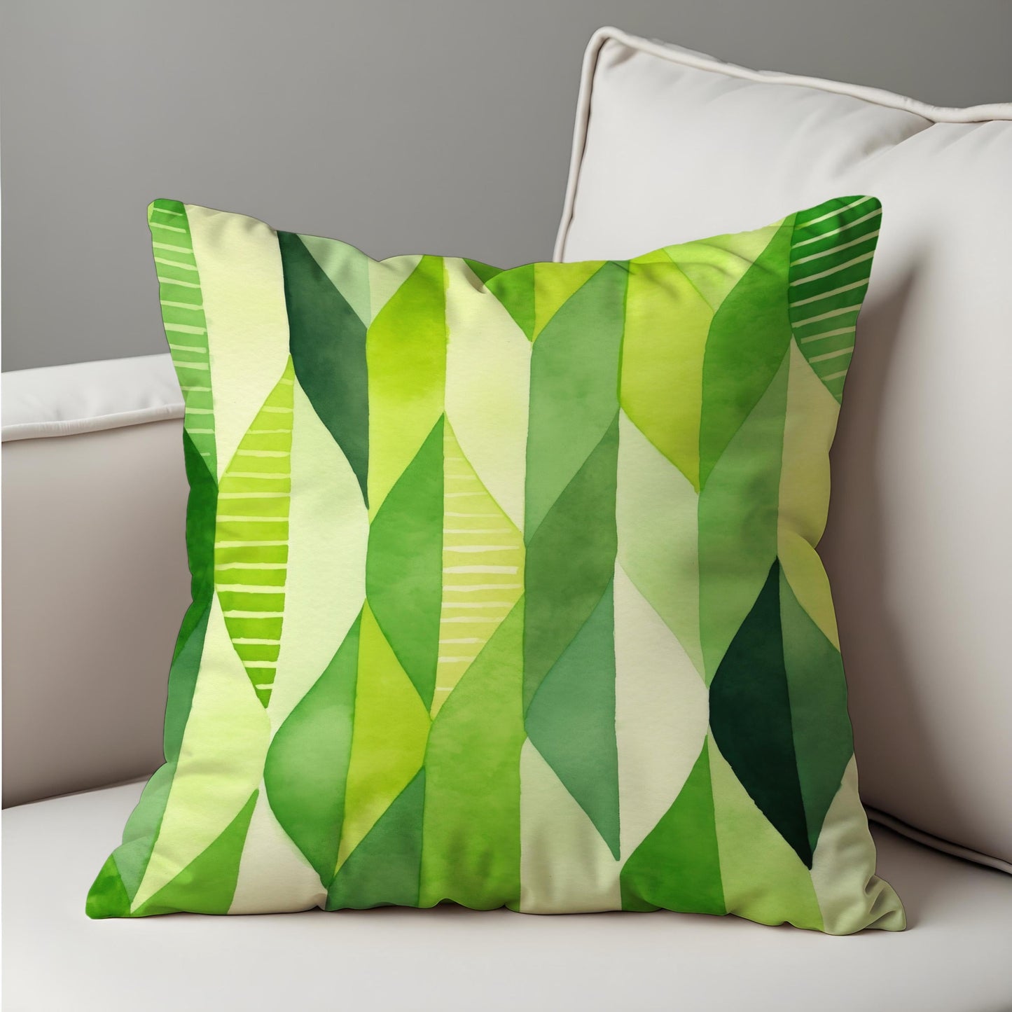 Fresh Green Gradient Cushion Cover, Abstract Leaf Pillow Case