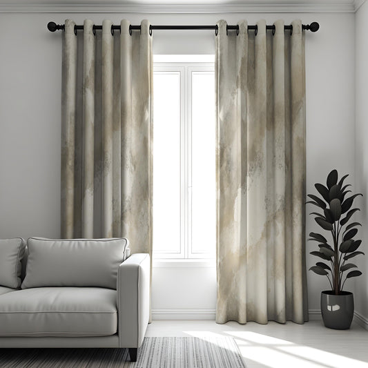 Beige Taupe Marble Curtains, Neutral Watercolor Drapes