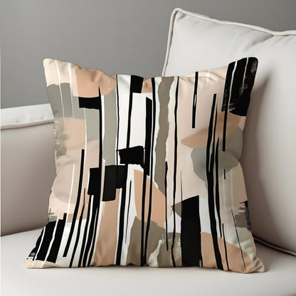 Neutral Stripe Throw Pillow Cover, Black Cushion Case