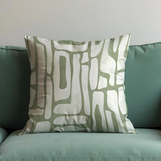 Sage Green Abstract Cushion Cover, Organic Line Art Pillow Case