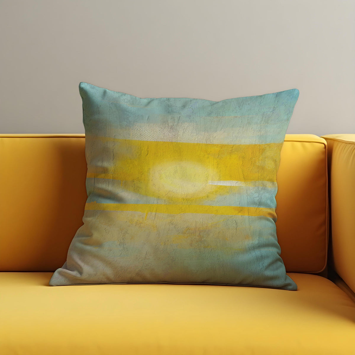 Sunset Abstract Cushion Cover, Yellow Blue Throw Pillow Case