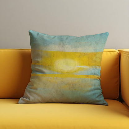 Sunset Abstract Cushion Cover, Yellow Blue Throw Pillow Case