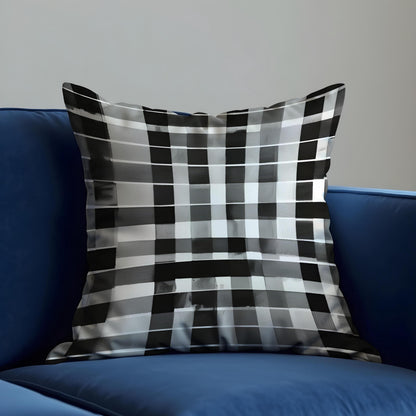 Black & White Plaid Cushion Cover, Modern Checkered Throw Pillow Cover