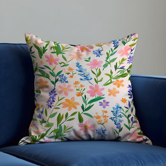 Pastel Floral Cushion Cover, Botanical Flower Throw Pillow Case