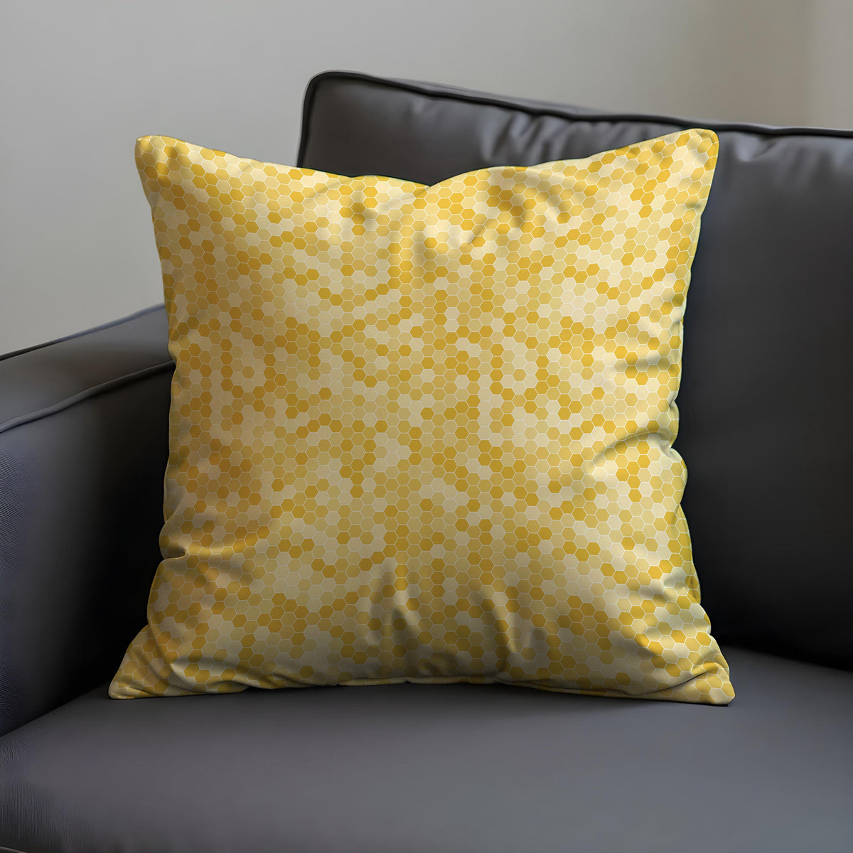 Yellow Honeycomb Pillow Cover, Hexagon Cushion Case