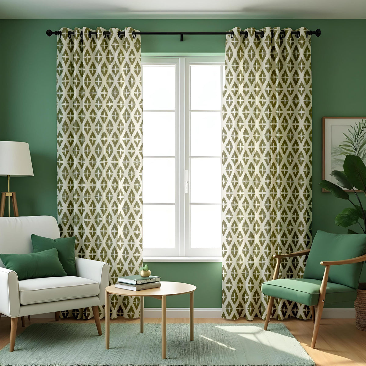 Neutral Grey Geometric Curtains, Minimal Modern Drapes