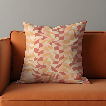 Peach Wave Cushion Cover, Retro Throw Pillow Case