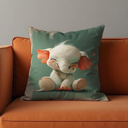 Baby Elephant Cushion Cover, Nursery Throw Pillow Case