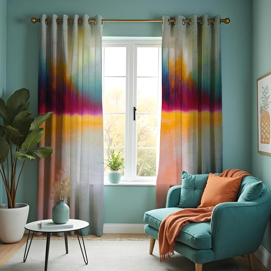 Colorful Ombre Sunset Curtains, Abstract Gradient Drapes