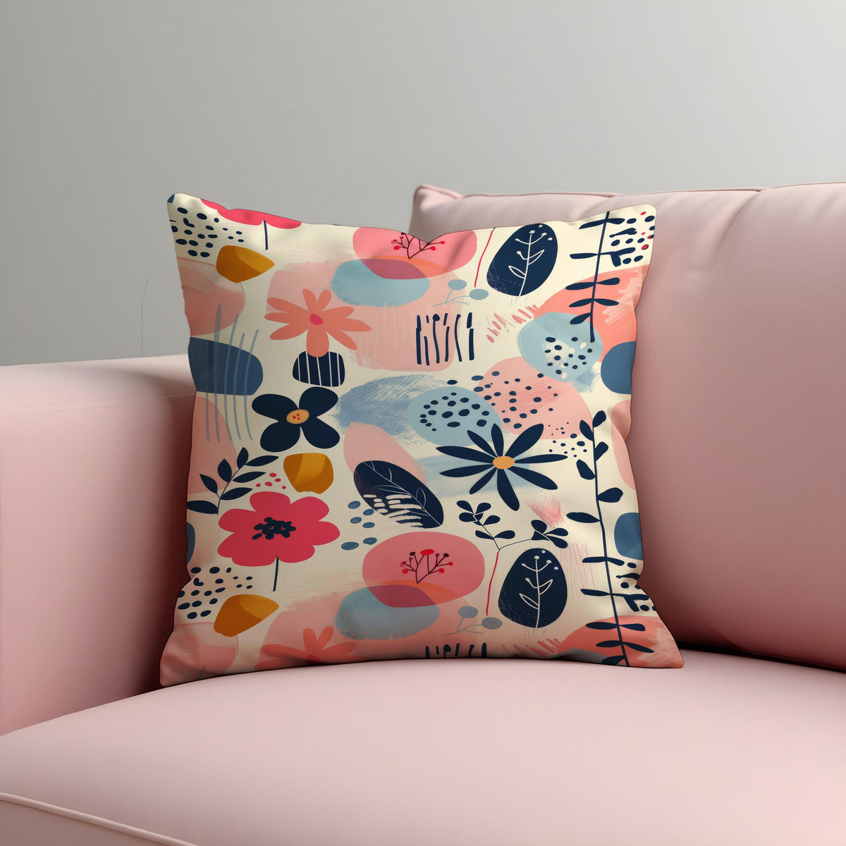 Abstract Floral Cushion Cover, Botanical Pillow Case
