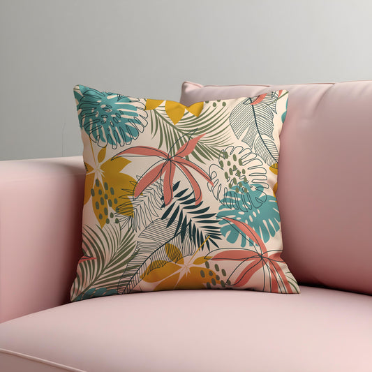 Tropical Jungle Cushion Cover, Monstera Leaf Throw Pillow Cover