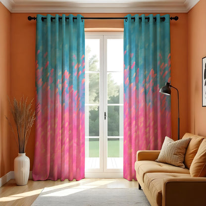 Pink Blue Ombre Curtains, Gradient Abstract Window Drapes
