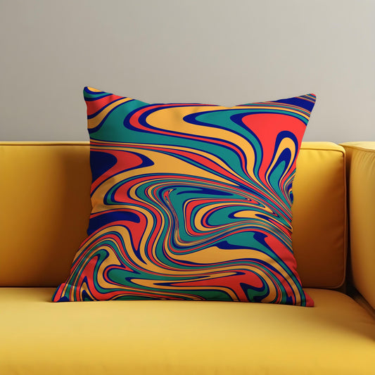 Abstract Swirl Cushion Cover, Vibrant Colorful Pillow Case