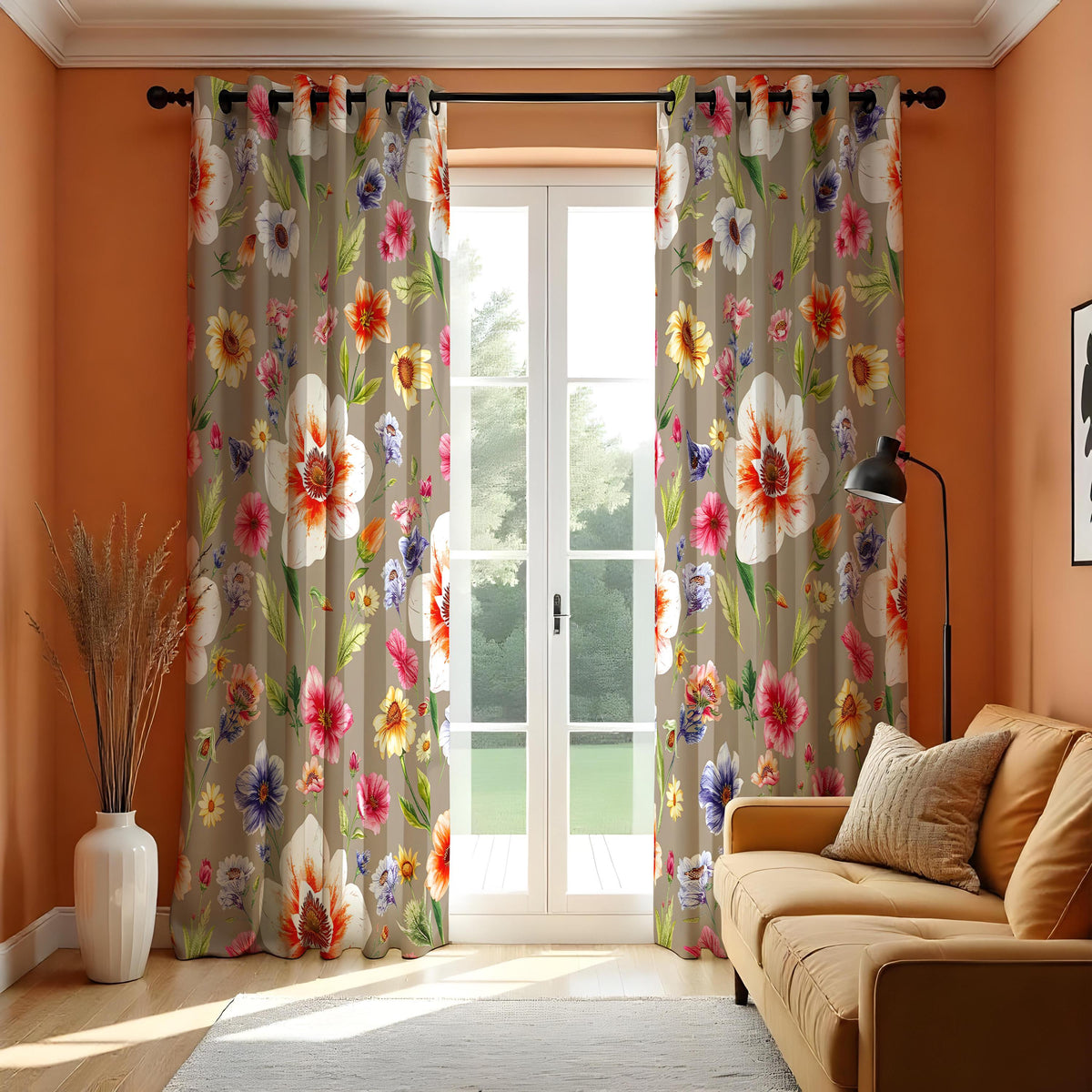 Large Flower Curtains, Vibrant Botanical Floral Drapes