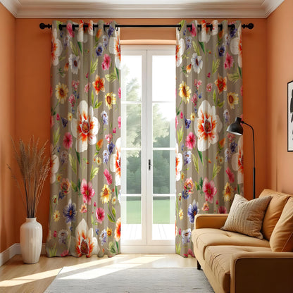 Large Flower Curtains, Vibrant Botanical Floral Drapes