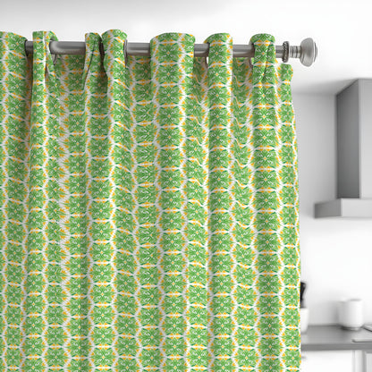 Green Tropical Leaf Curtains, Custom Eyelet Rod Pocket Drapes