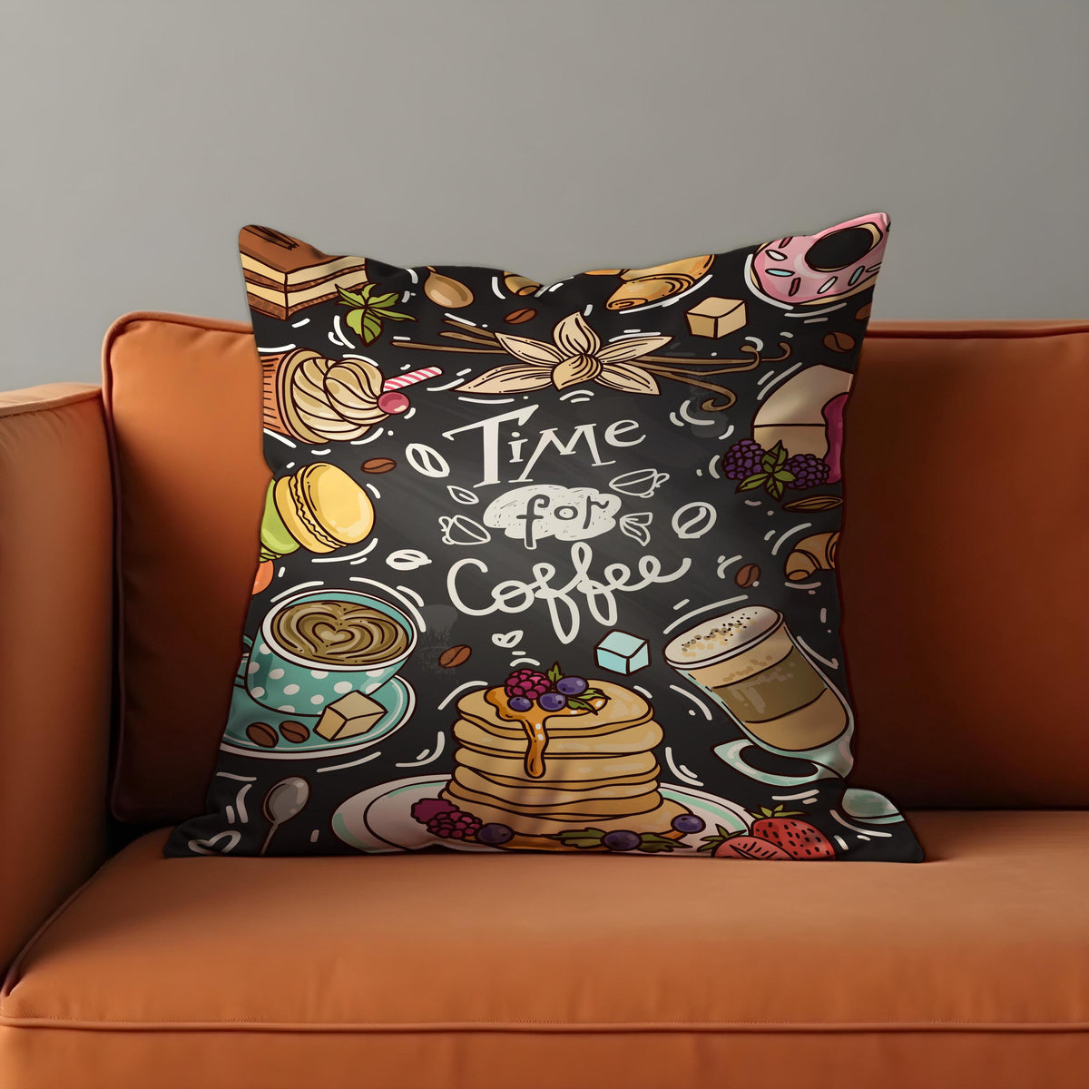 Coffee Throw Pillow Cover, Cafe Style Sweets Cushion Case