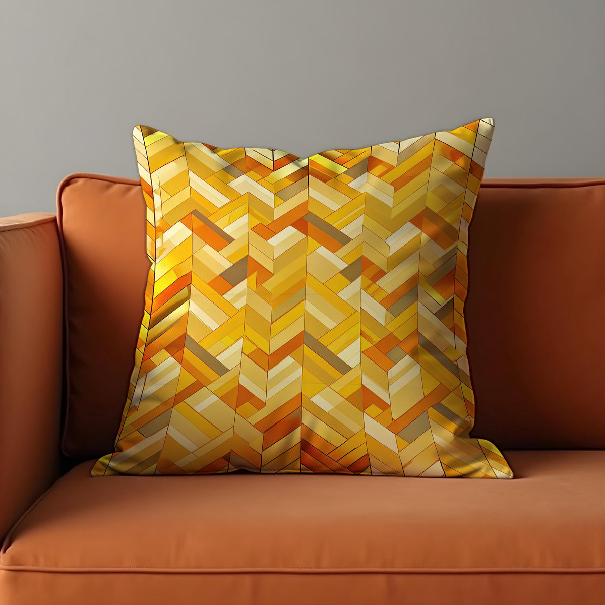 Yellow Geometric Cushion Cover, Abstract Pillow Case