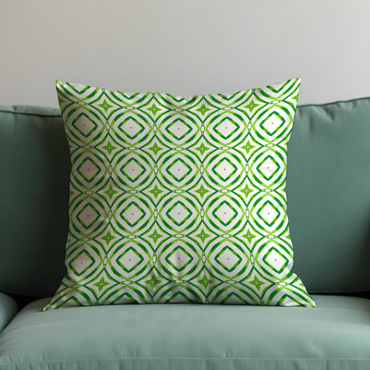 Green Geometric Cushion Cover, Modern Retro Throw Pillow Cover
