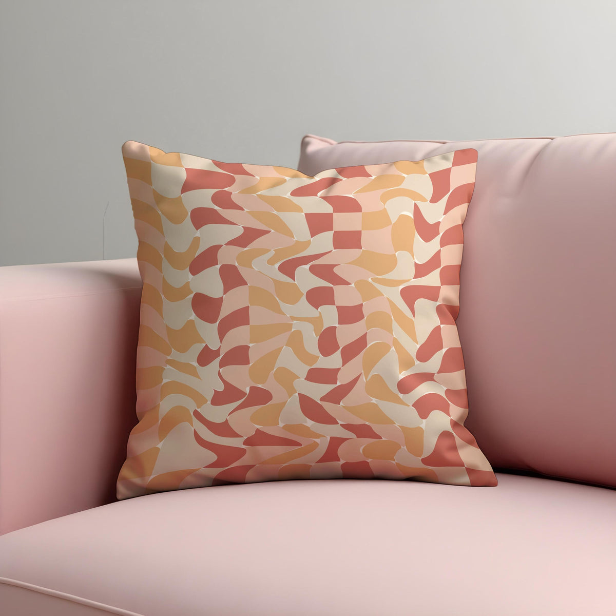 Peach Wave Cushion Cover, Retro Throw Pillow Case