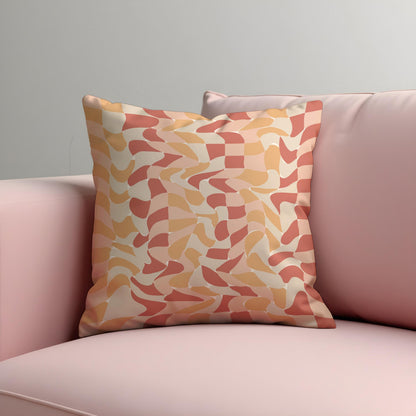 Peach Wave Cushion Cover, Retro Throw Pillow Case