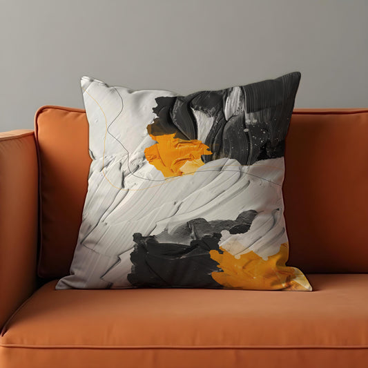 Monochrome Abstract Cushion Cover, Brushstroke Throw Pillow Cover