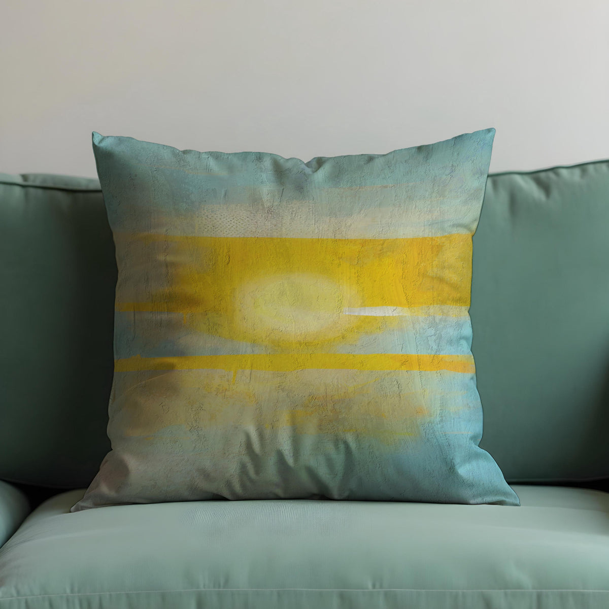 Sunset Abstract Cushion Cover, Yellow Blue Throw Pillow Case