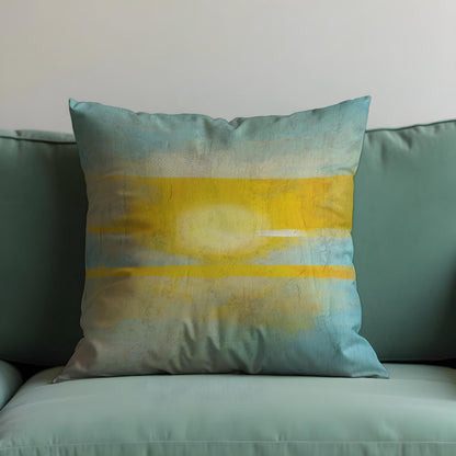 Sunset Abstract Cushion Cover, Yellow Blue Throw Pillow Case