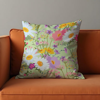 Pastel Floral Cushion Cover, Meadow Flower Pillow Case