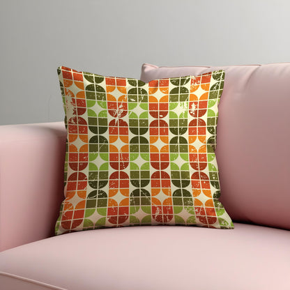 Farmhouse Geometric Cushion Cover, Retro 70s Throw Pillow Cover