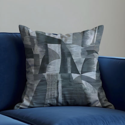 Grey Abstract Cushion Cover, Modern Geometric Throw Pillow Case