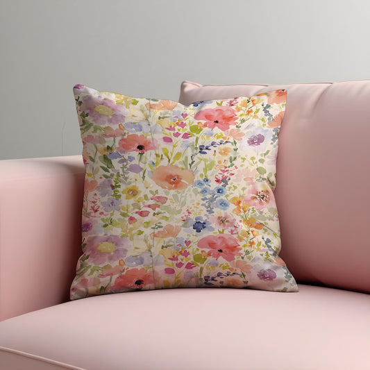 Watercolor Wildflower Cushion Cover, Floral Throw Pillow Cover