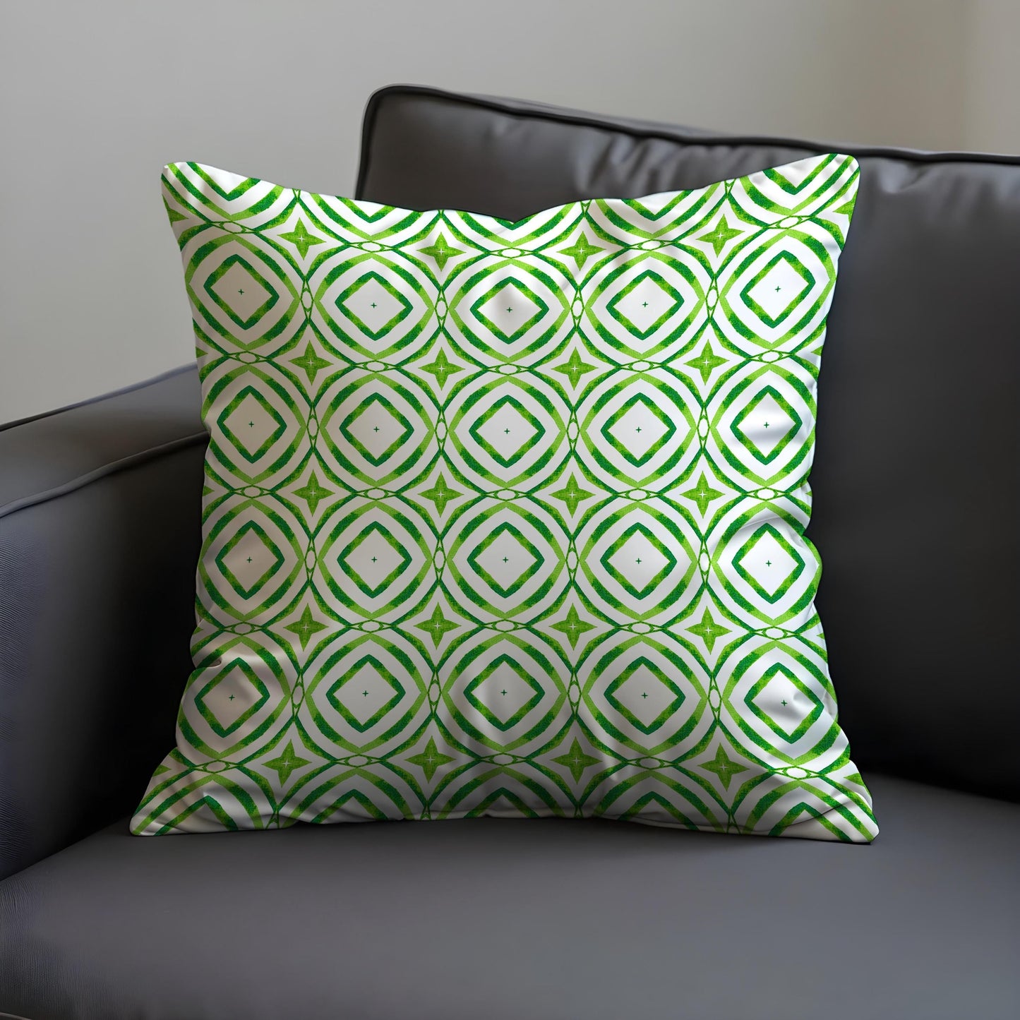 Green Geometric Cushion Cover, Modern Retro Throw Pillow Cover